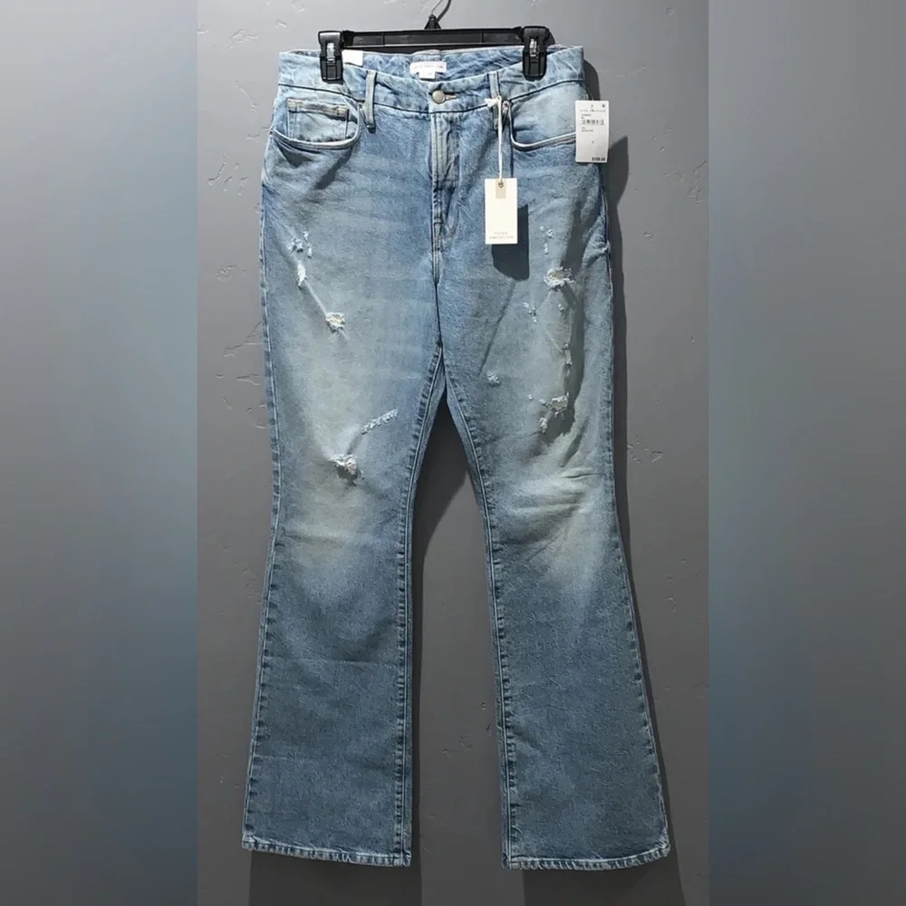 Good American Women’s Classic Bootcut Jeans High Rise Denim Indigo Med Wash Sz 8 - Picture 4 of 8